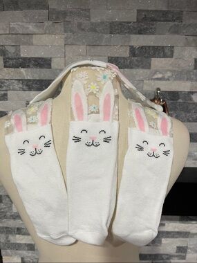 Easter Girl Bunny Socks 2pair Girl Age 9-12